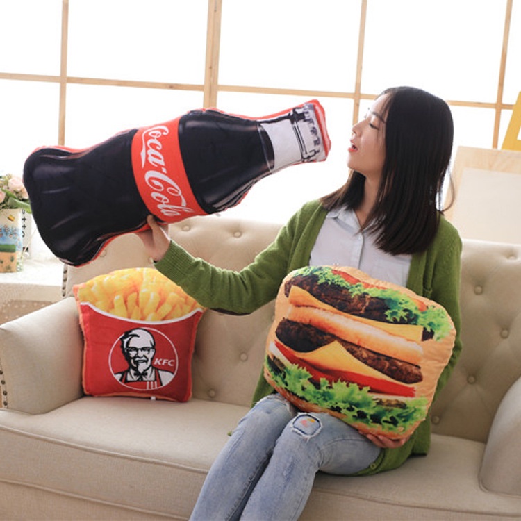 ❤Gối Nhồi Bông Hình Lon Coca cola Khoai Tây Chiên Độc Đáo