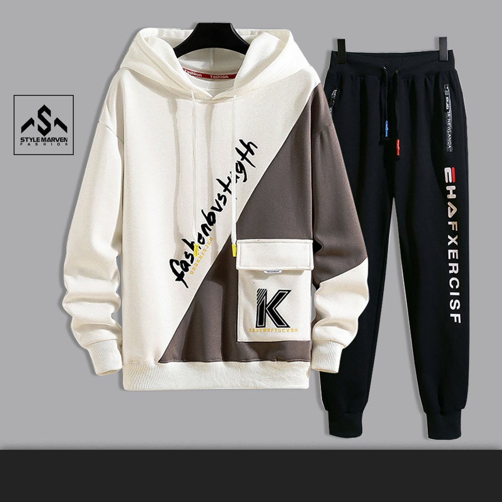 Bộ quần áo nỉ nam nữ STYLE MARVEN hoodie thu đông phối jogger túi hộp chữ K bo gấu thời trang cá tính - SET NAM 90000144