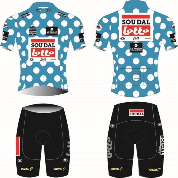 Bộ quần áo ngắn đạp xe Lotto Xanh chấm bi