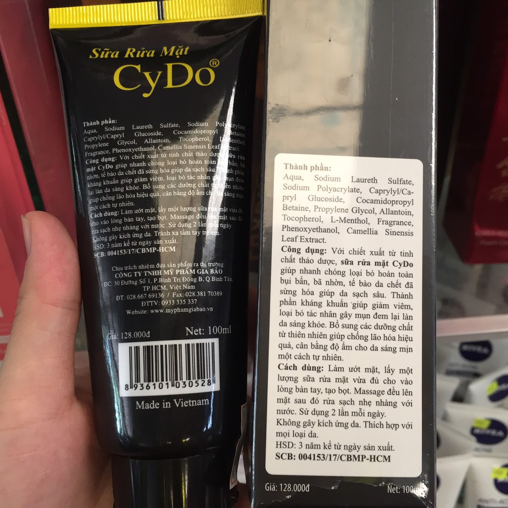 CYDO sữa rửa mặt cydo luxury hộp đen, giá in bao bì 128