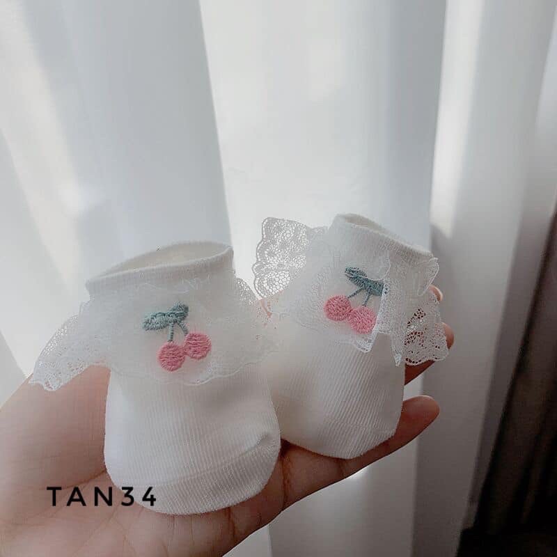 Tất cổ ngắn nơ cherry TAN34 cho bé