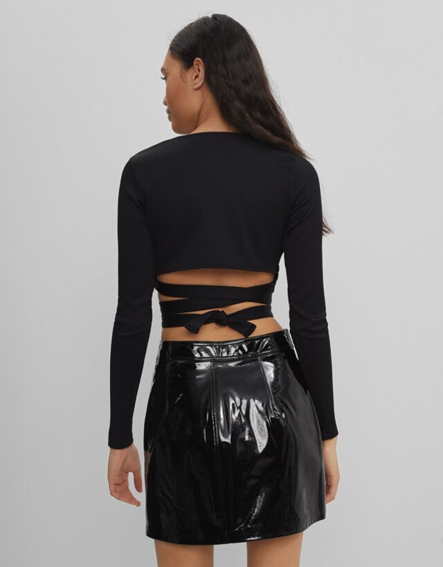 Chân váy da Bershka