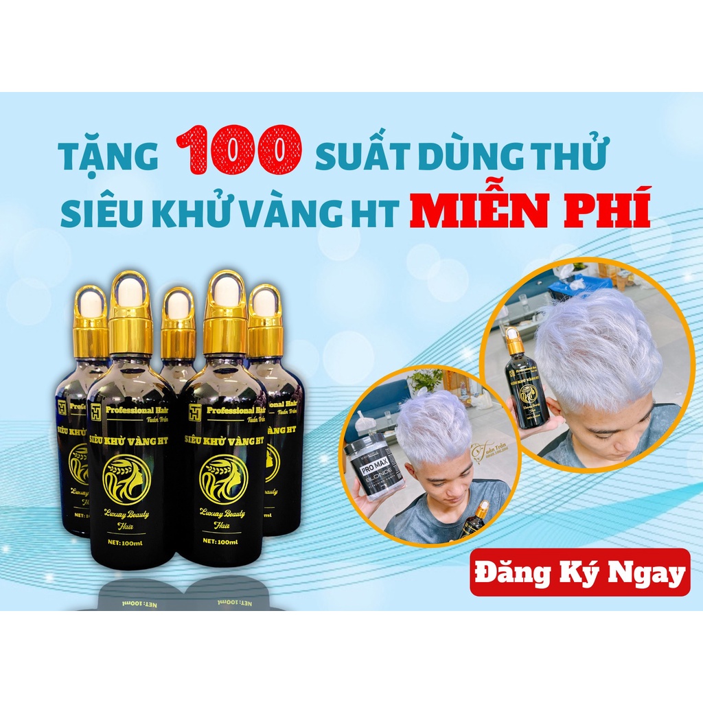 Dầu gội tím, Dầu Gội Khử Vàng HT chính hãng, khử vàng tóc siêu mạnh từ level 10 ra trắng bạch kim đơn giản