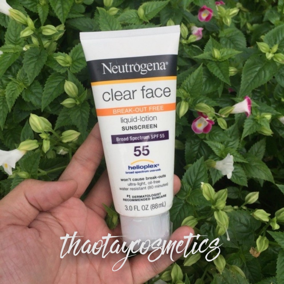 Kem chống nắng cho da mặt dầu mụn Neutrogena Clear Face Sunscreen SPF 55 for Acne-Prone Skin (88ml)