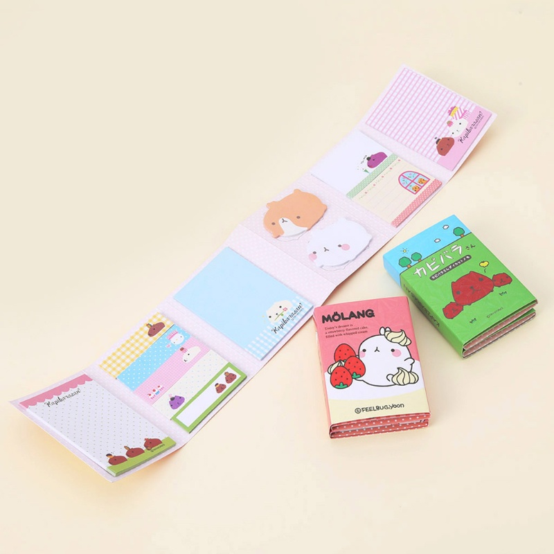 Sổ Ghi Chú 6 Tờ Hình Động Vật Hoạt Hình Dễ Thương Có Thể Gấp Lại 6 Lần