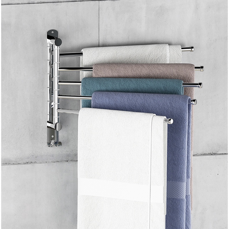 Kệ Treo Khăn GIHOME Inox 304 Khoan Tường, Thanh Treo Khăn Nhà Tắm Đa Năng Xoay 180 Độ