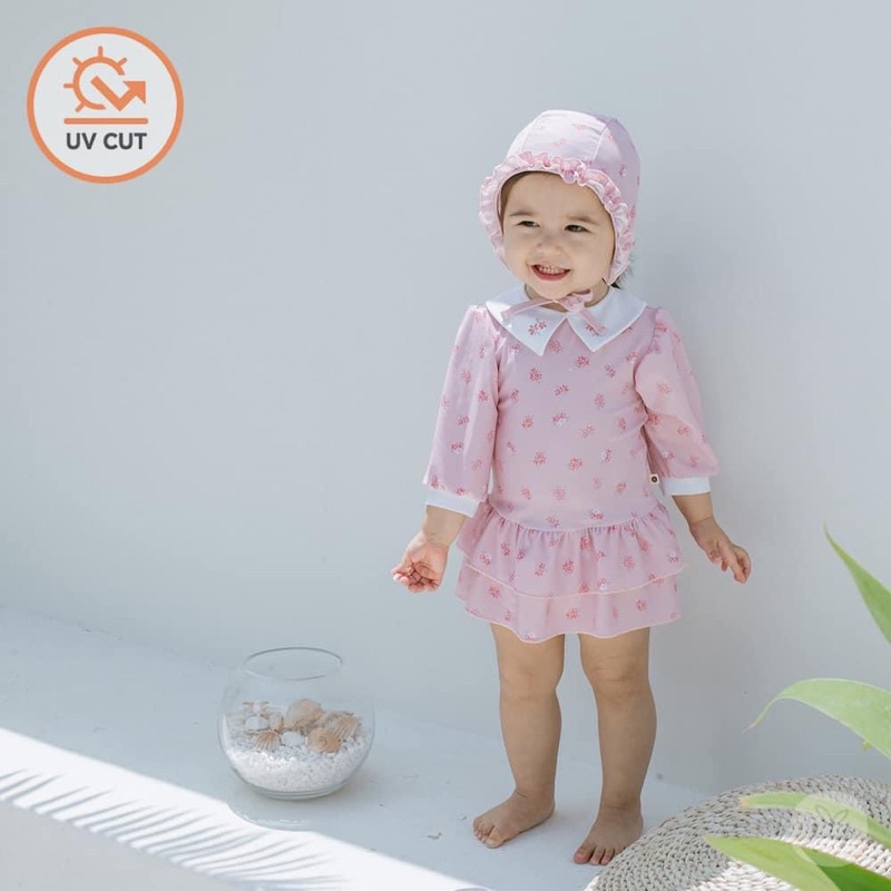 SET ĐỒ BƠI BÉ GÁI KÈM MŨ CAO CẤP HÀN QUỐC HAPPYPRINCE