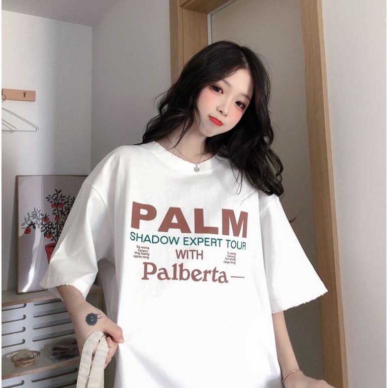 ÁO THUN, ÁO PHÔNG TAY LỠ NAM NỮ UNISEX OVERSIZE, ÁO PHÔNG FORM RỘNG PALM M87