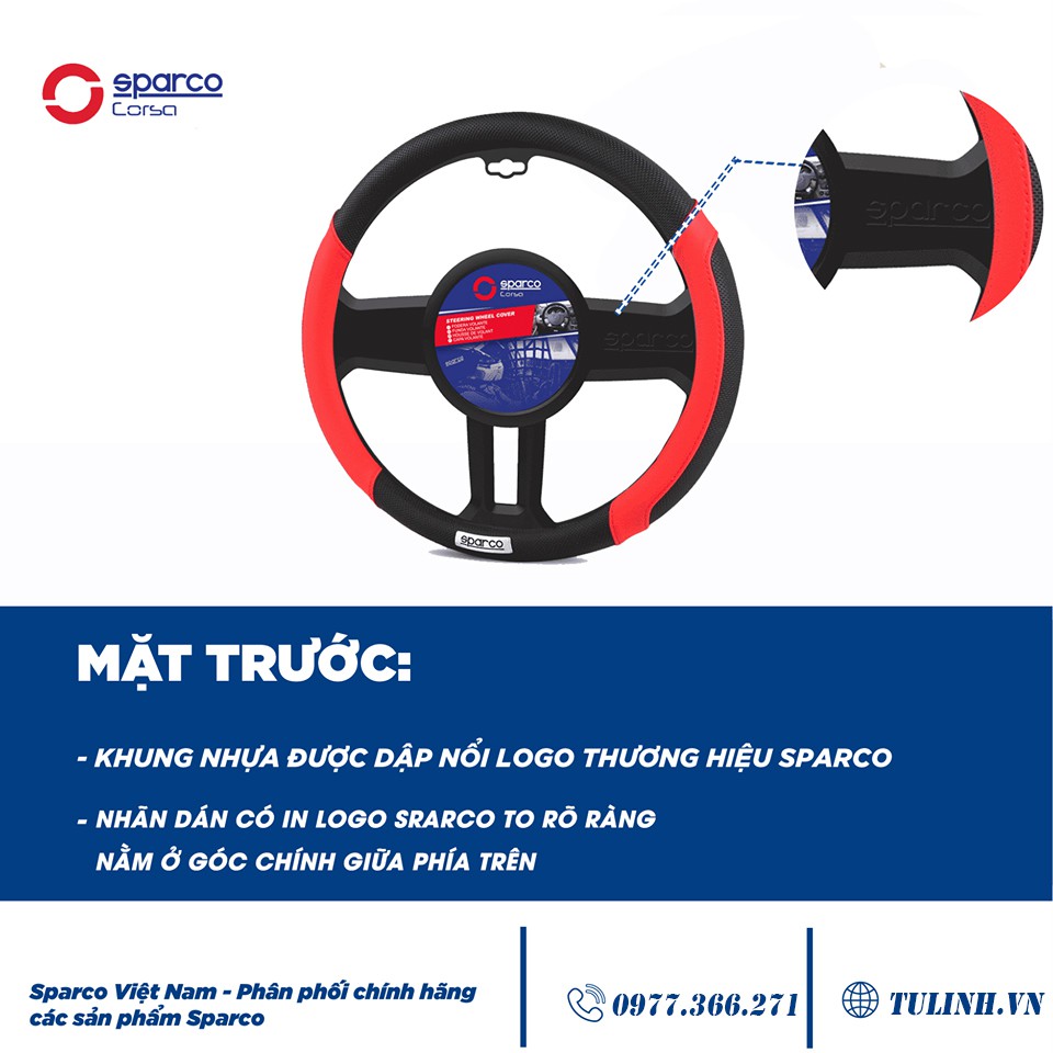 Bọc vô lăng Chính hãng Sparco mã 1117RD - đầy đủ tem mác, khung vô lăng