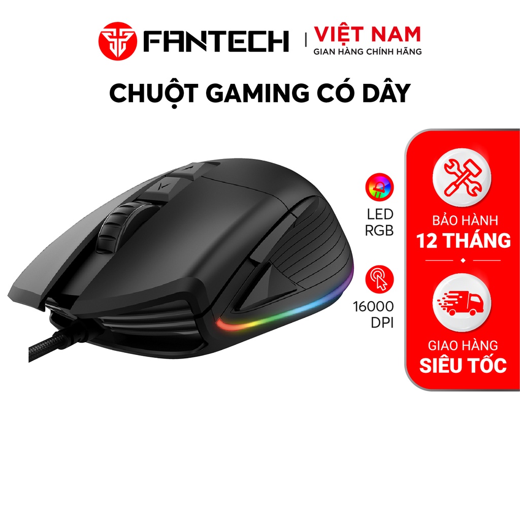 Chuột Gaming Cao Cấp FANTECH UX1 HERO 16000DPI LED RGB 16,8 Triệu Màu 8 Phím Macro Phần Mềm Tùy Chỉnh Riêng - Chính Hãng