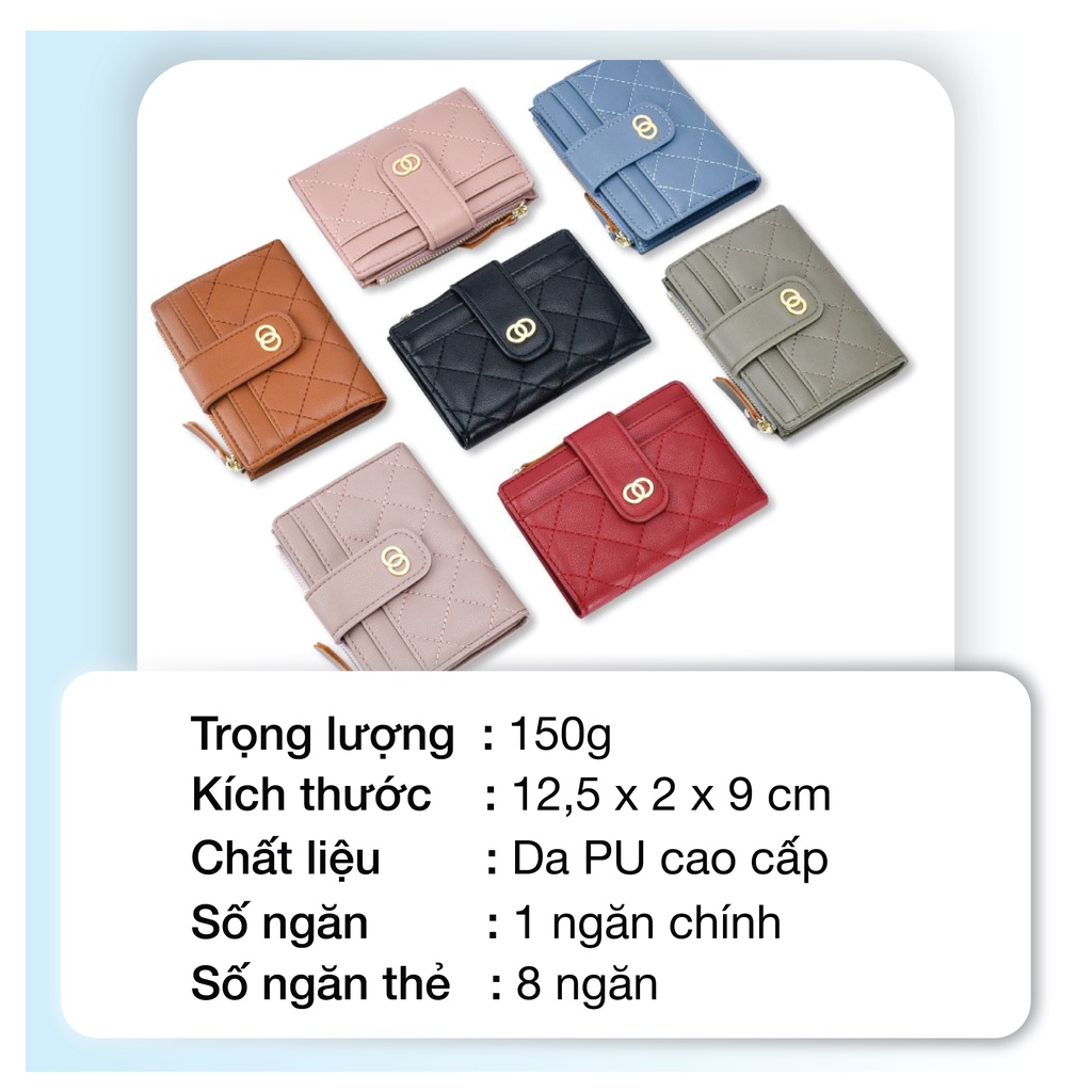 Ví Nữ Ngắn Mini Cầm Tay Đựng Tiền PERFECT FOR YOU Thời Trang Kẻ Caro Xinh Xắn Da Cao Cấp Cực Đẹp TL12 - GUTADO
