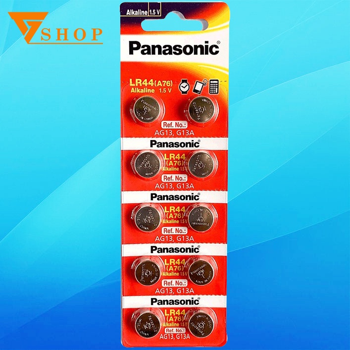 Vỉ 10 Viên Pin LR44 A76 AG13 , Pin LR41 AG3 Panasonic Chính Hãng, pin đồ chơi, pin máy đo trợ thính,