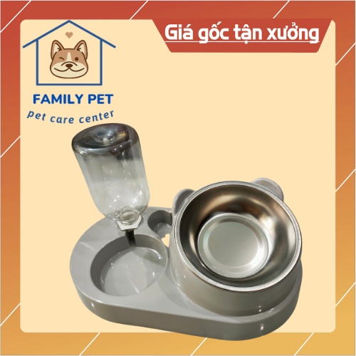 Bát inox đựng thức ăn tự động cho chó mèo, bát ăn đôi cho chó mèo