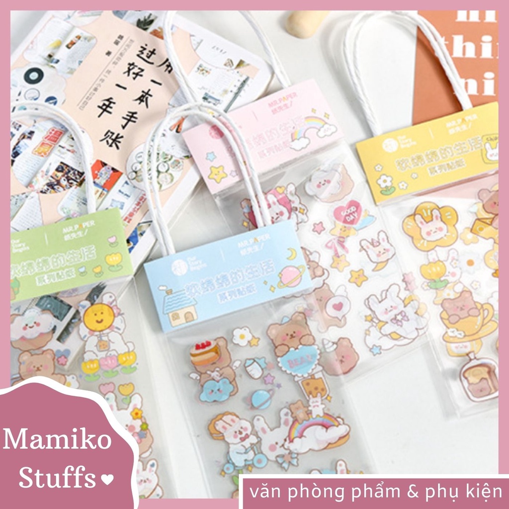 TÚI STICKER NHÃN DÁN GẤU THỎ SIÊU XINH