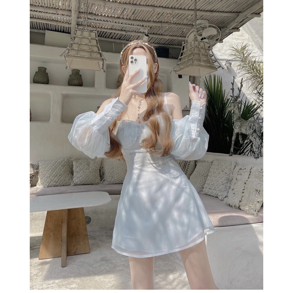 ĐẦM XANH 2S TAY PHỒNG PHỐI VOAN RỚT