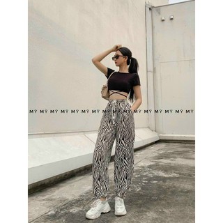 Sét áo croptop quần jogger ngựa vằn - DUSKY
