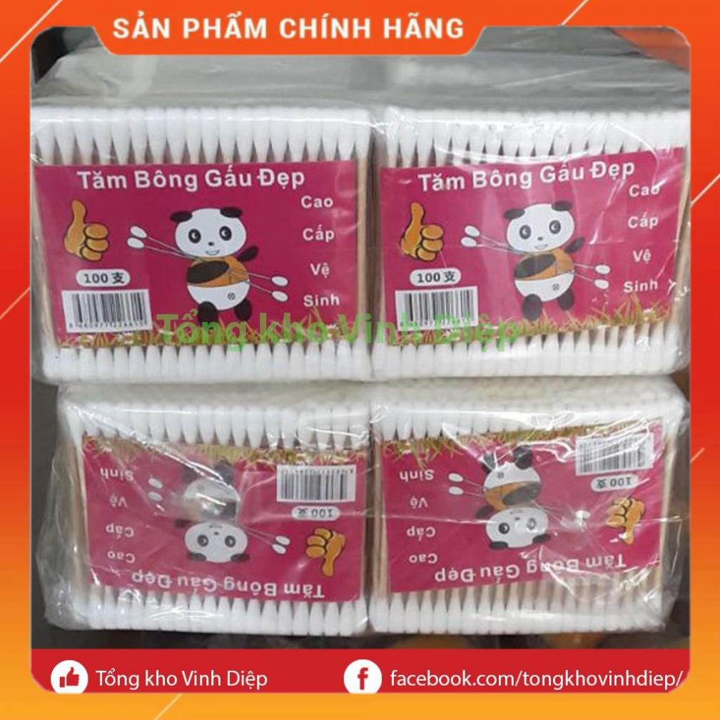 Combo 1 bịch 24 gói Tăm bông cán gỗ gấu đẹp