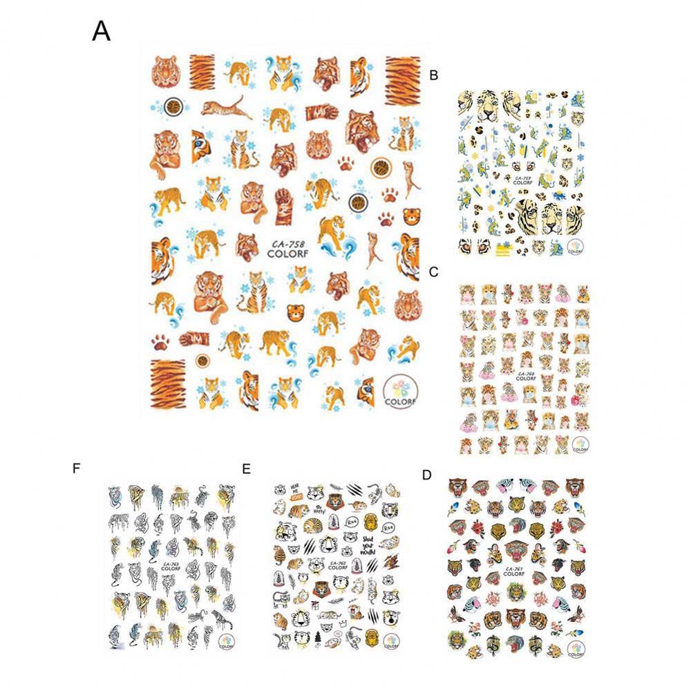 [Hàng mới về] Miếng dán trang trí móng tay họa tiết hoạt hình phong cách năm mới 2022 cá tính DIY