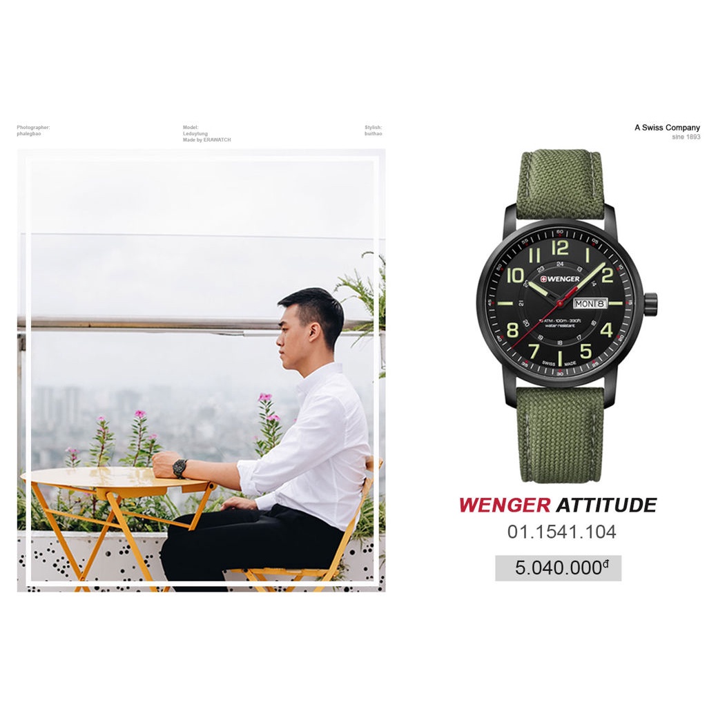 Đồng hồ nam Wenger 01.1541.104 - Chính hãng Thuỵ Sĩ - Bảo hành 3 năm chính hãng