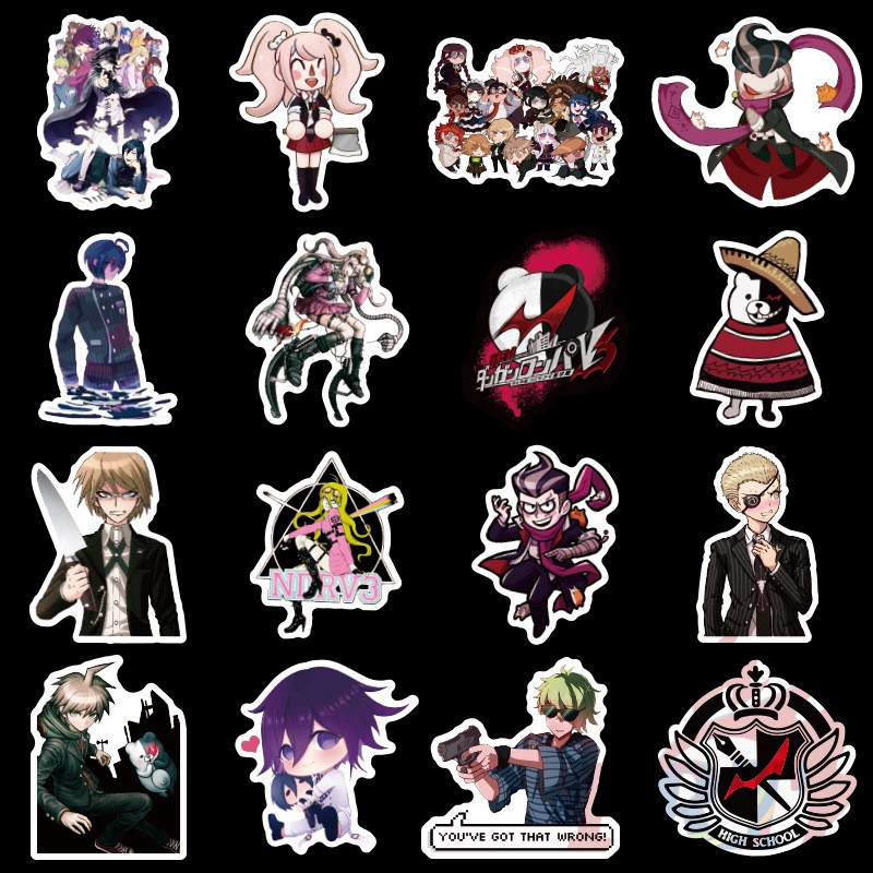 Set 50 miếng dán chống nước hình trò chơi anime Dangan Ronpa