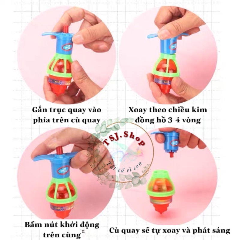 Con quay có đèn phát sáng cù quay cho bé