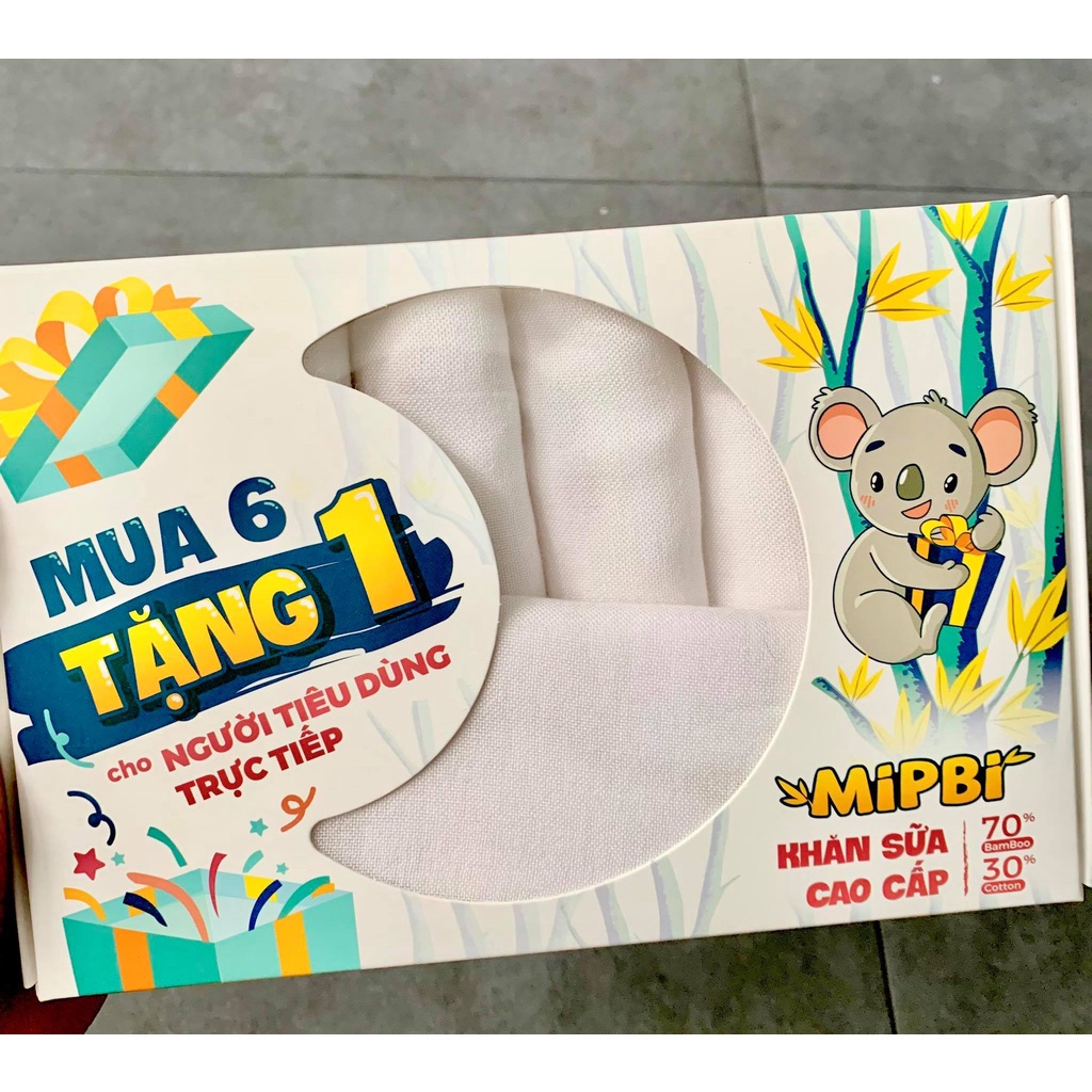 [CHÍNH HÃNG] Combo 2 hộp khăn sữa cotton sợi tre mềm mại cho bé in họa tiết kích thước 30x30 Mipbi