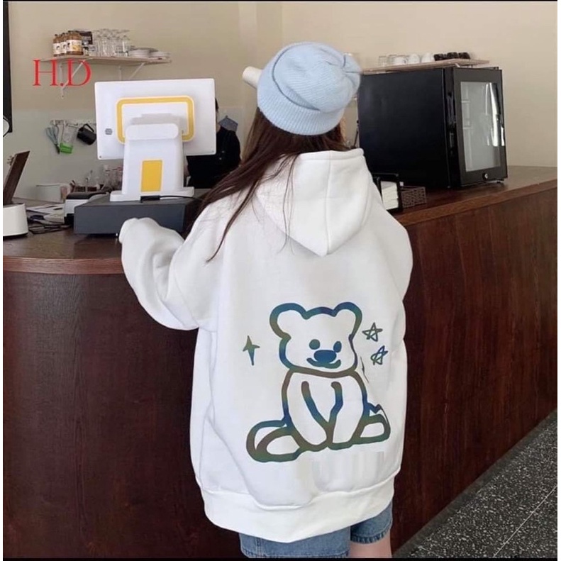 Áo hoodie phản quang gấu sao bảy màu HD12