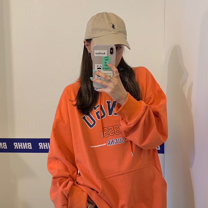 Áo hoodie SUXI tay dài in họa tiết chữ thời trang Hàn Quốc dành cho nữ