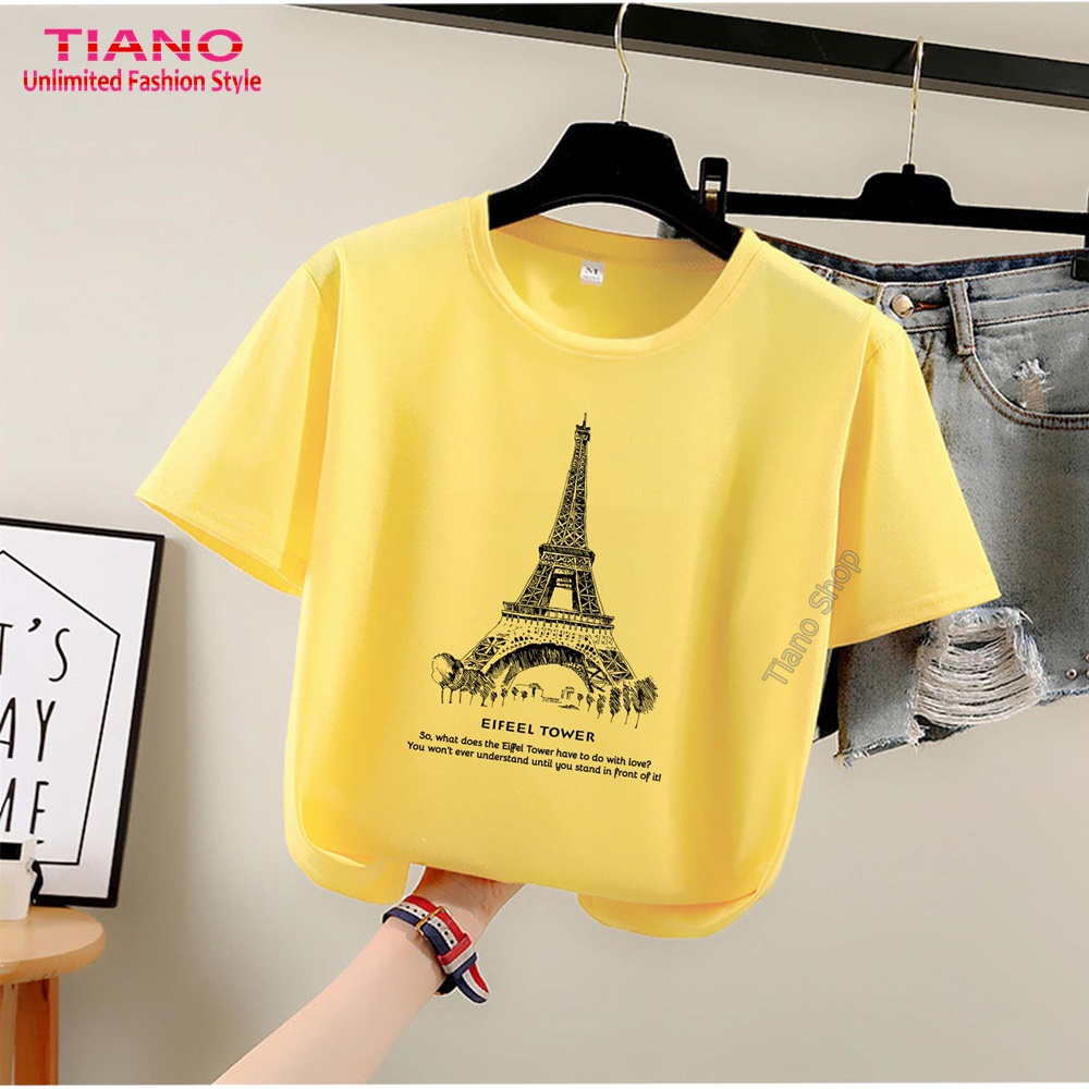 Áo Thun Nữ In Hình Tháp Paris Nhỏ Dễ Thương AT-373 (12 Màu)