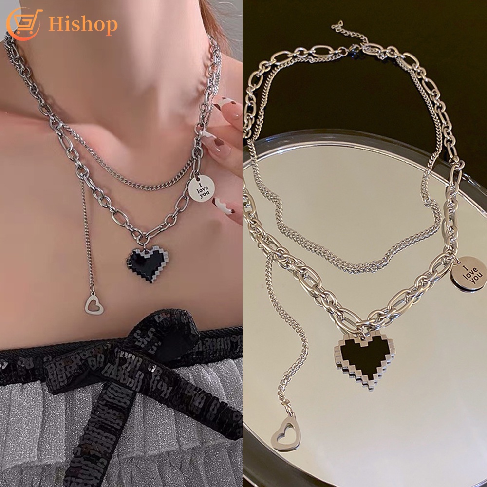 Dây chuyền hai lớp mặt hình trái tim xinh xắn thời trang dành cho nữ
