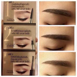 Kẻ chân mày đa năng 3D Brown Secret Mistine 3 in 1