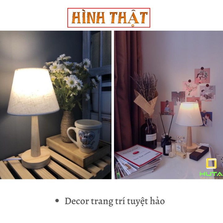 COMBO 2 Đèn Ngủ Gỗ Để Bàn Dimmer Tăng Giảm Sáng, Bóng Led Decor, Vintage Hàn Quốc, Mã G2 - Shop HUTA Light For Life