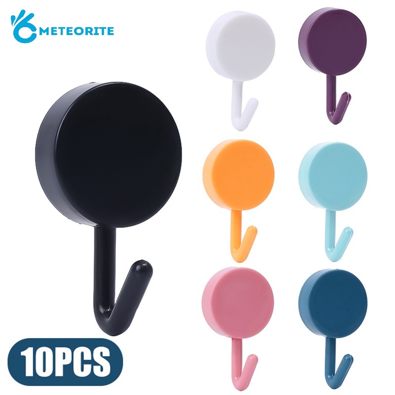 10 Cái 360° Móc Treo Đồ Dán Tường Hình Tròn Nhiều Màu Sắc Không Cần Khoan Lỗ