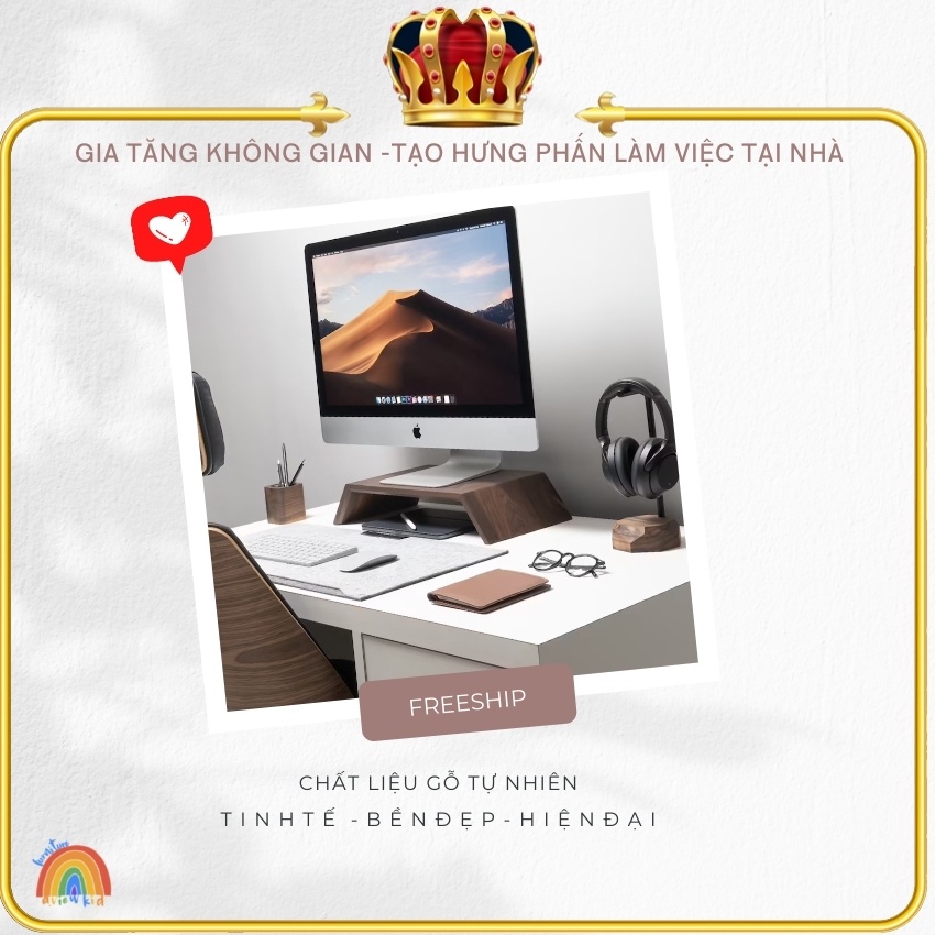 ĐẾ KÊ MÀN HÌNH MÁY TÍNH GỖ SỒI-FREESHIP- MÀN HÌNH ĐỂ BÀN-LAPTOP-MACBOOK-TINH TẾ BỀN RẺ ĐẸP
