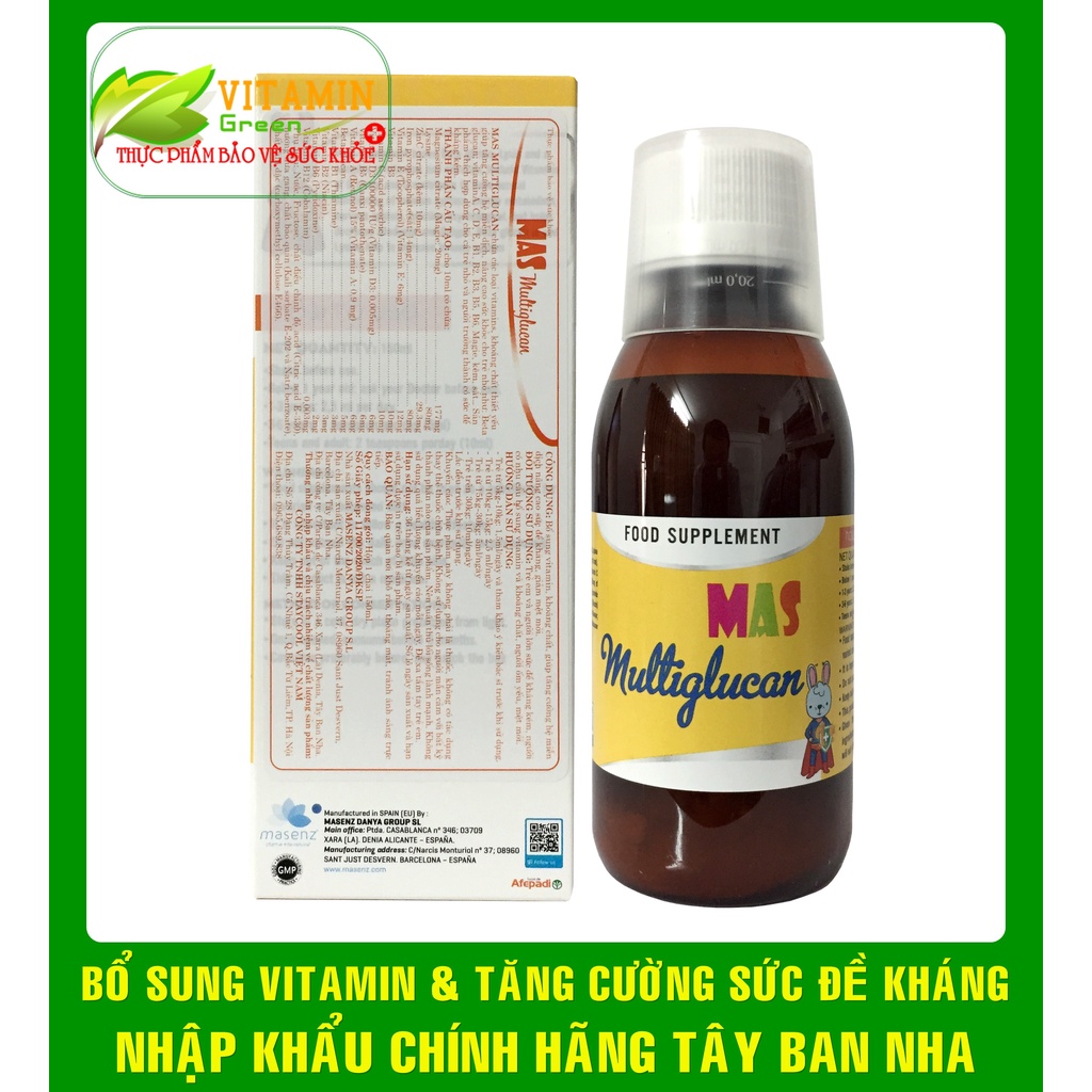 MAS MULTIGLUCAN BỔ SUNG VITAMIN GIÚP TĂNG CƯỜNG SỨC ĐỀ KHÁNG | NHẬP KHẨU CHÍNH HÃNG TÂY BAN NHA