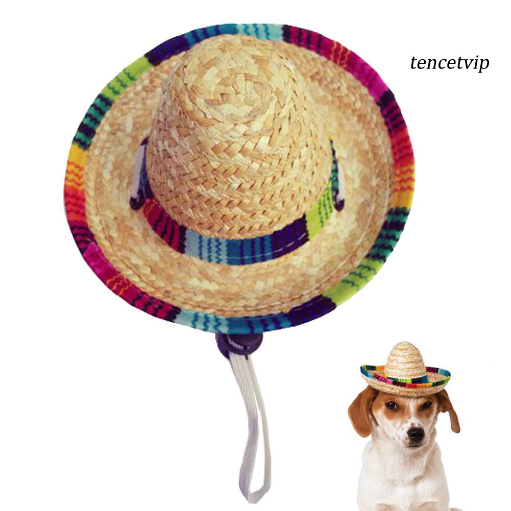 Mũ Rơm Đan Mini Dễ Thương Chống Nắng Cho Thú Cưng