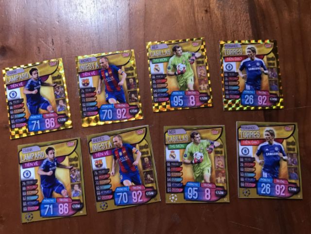 Thẻ match attax 2019/20 huyền thoại: CASILLAS  LAMPARD TORRES INIESTA XAVI BECKHAM
