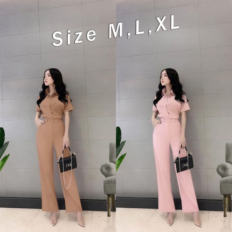 Jumpsuit đồ bay 3 dài ống suông sang trọng