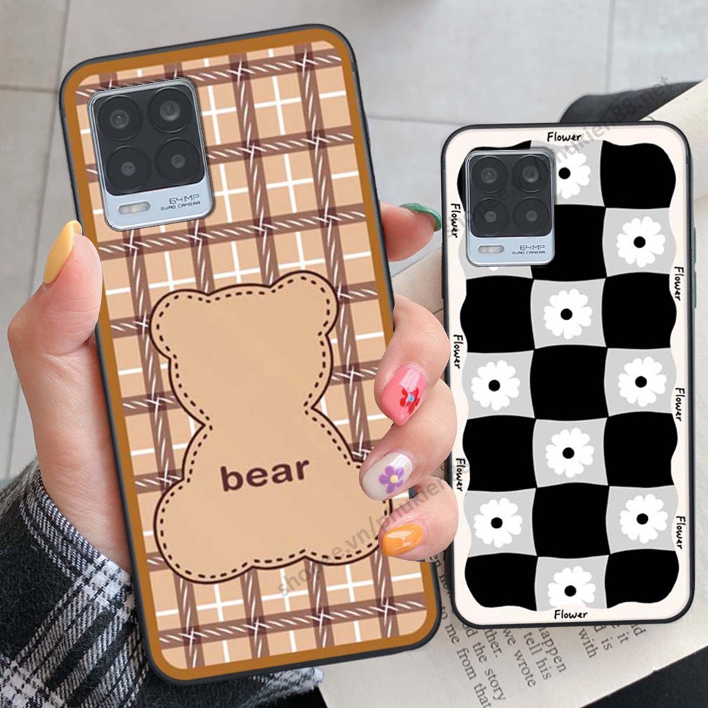 Ốp lưng Realme 8 ốp điện thoại LineBear, bé tóc xù, hoa siêu đẹp