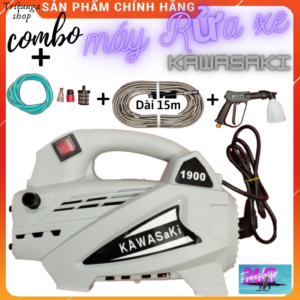 Máy Rửa Xe Gia Đình KAWASAKI Chính Hãng Nhập Khẩu Loại 1900 Công Suất 900W Rửa Sạch Mọi Thứ