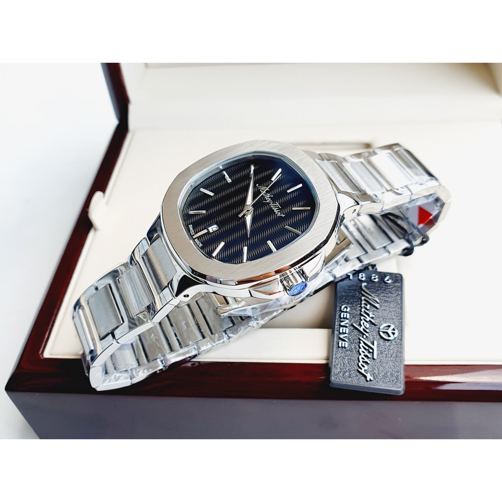 Đồng hồ nam chính hãng Mathey-Tissot Evasion mặt đen - Máy Quartz pin Thụy Sĩ - Mặt kính Sapphire
