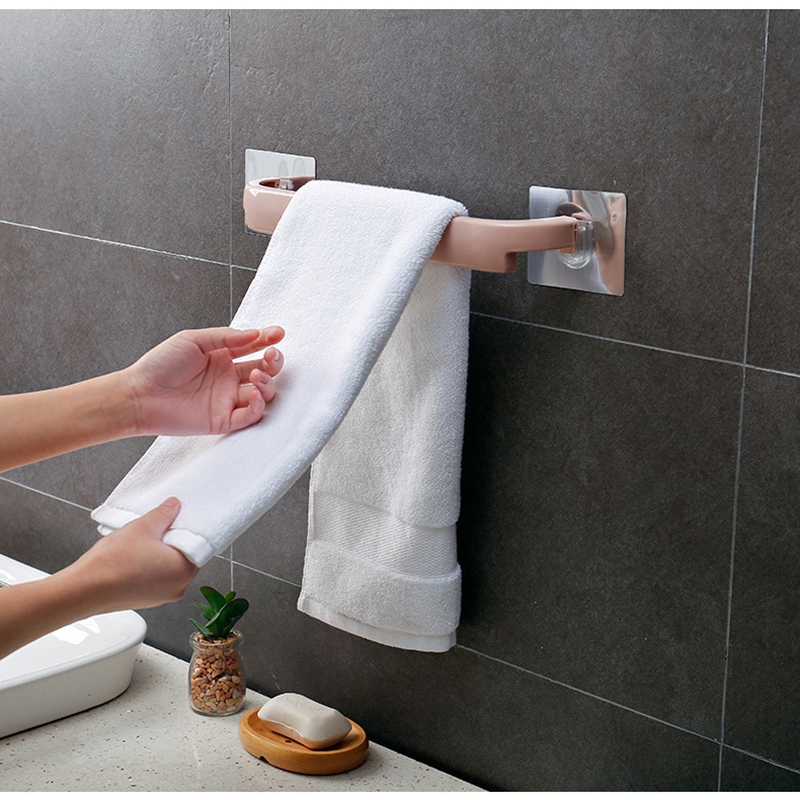 Self-adhesive Towel Holder Rack / Wall Mounted Towel Hanger / Bathroom Towel Bar Shelf Roll Holder /  Rags Hanging Shelf Organizer