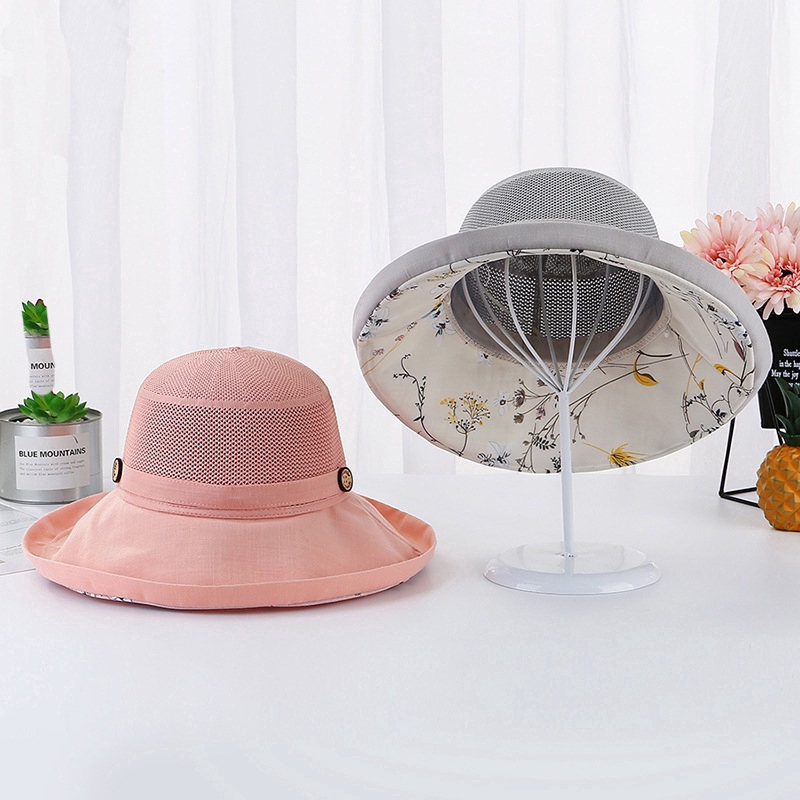 Breathable Japanese-Korean-style wide-brimmed hat with 2 sides