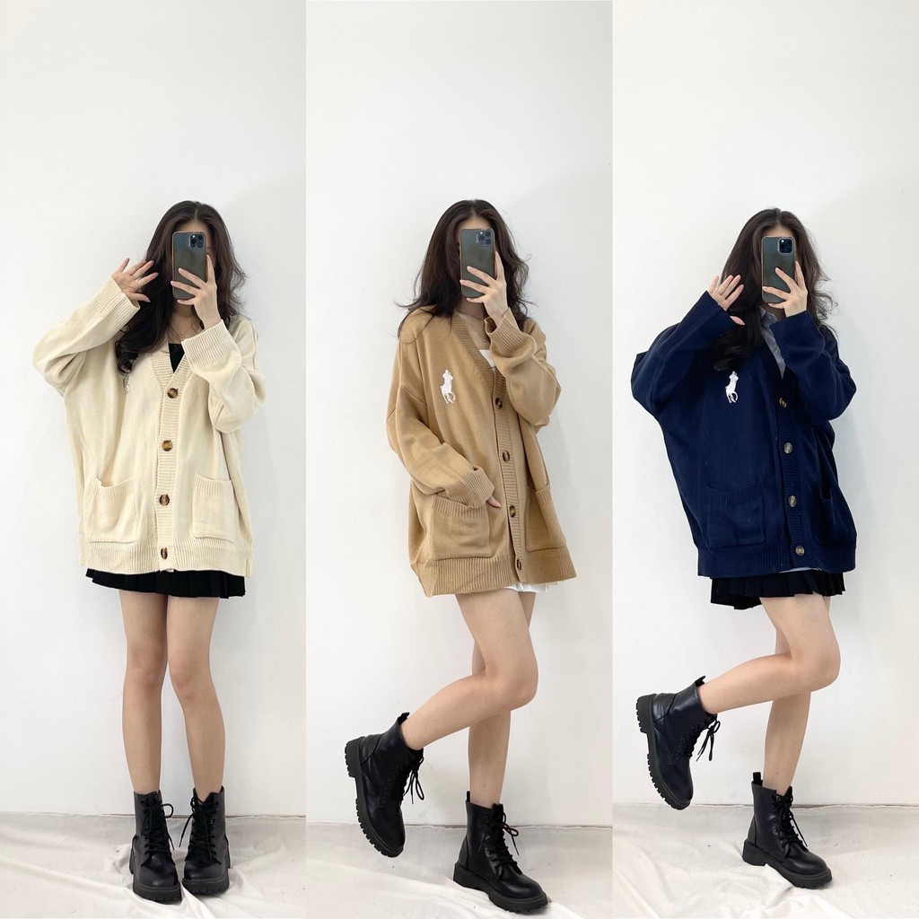 (FREESHIP) Áo cardigan 3 màu thêu logo ngực Miho house