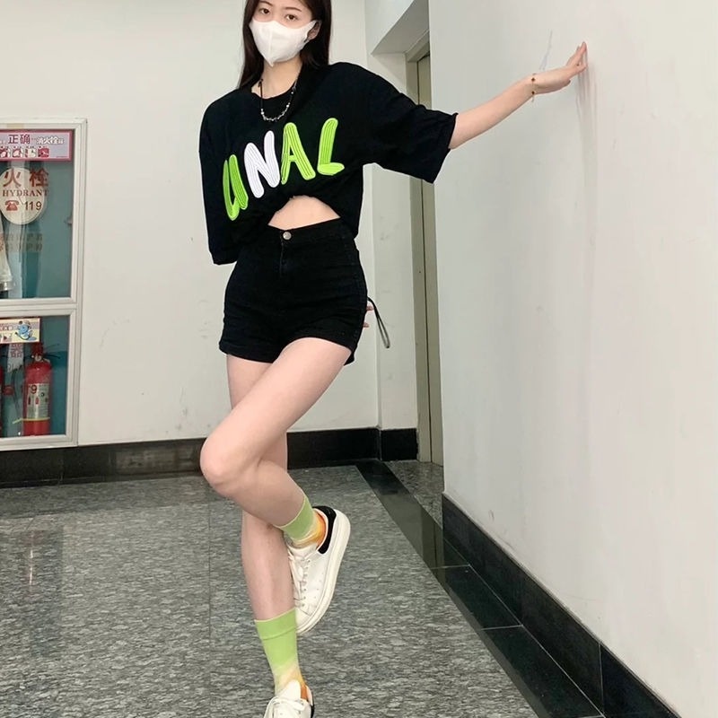 Áo Thun Ngắn Tay Dáng Rộng In Chữ Thời Trang Mùa Hè Dành Cho Nữ Sinh