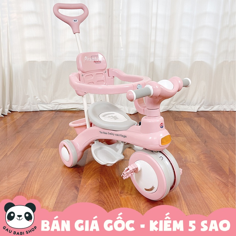 Xe đạp đẩy 618, xe chòi chân, xe đạp 3 bánh đa năng an toàn có khung bảo vệ màu Hồng