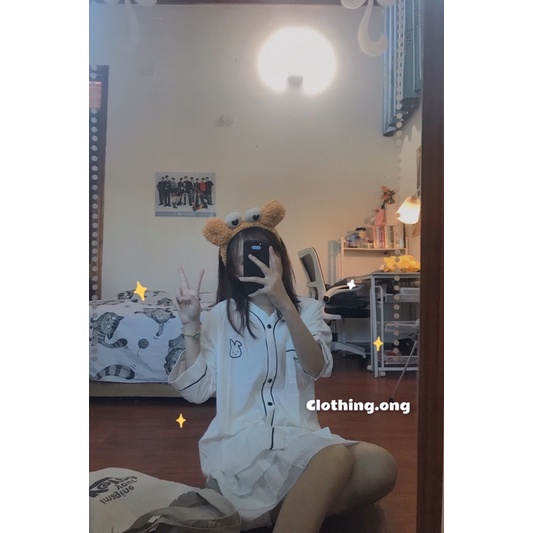 Set áo bóng chày cute + chân váy ba tầng