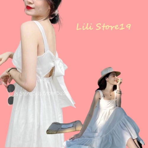 Váy Nữ 2 Dây Trắng Chun Ngực Dáng Xòe, Váy Đầm Nữ Dây Maxi Đi Biển Dáng Dài Xòe Tiểu Thư Điệu Đà | BigBuy360 - bigbuy360.vn