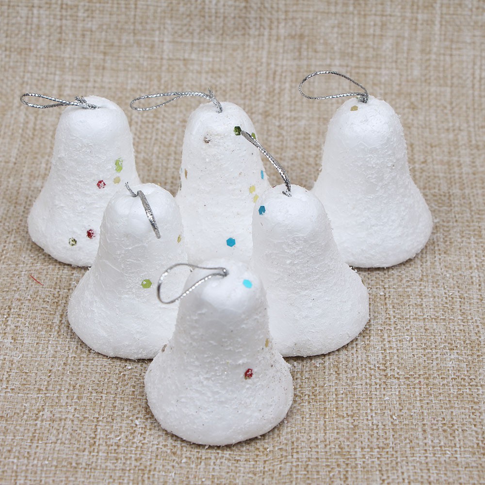 Gói 6 Cầu Sao Chuông Tuyết Cỡ 4cm Trang Trí Cây Thông Noel, Phụ Kiện Trang Trí Noel