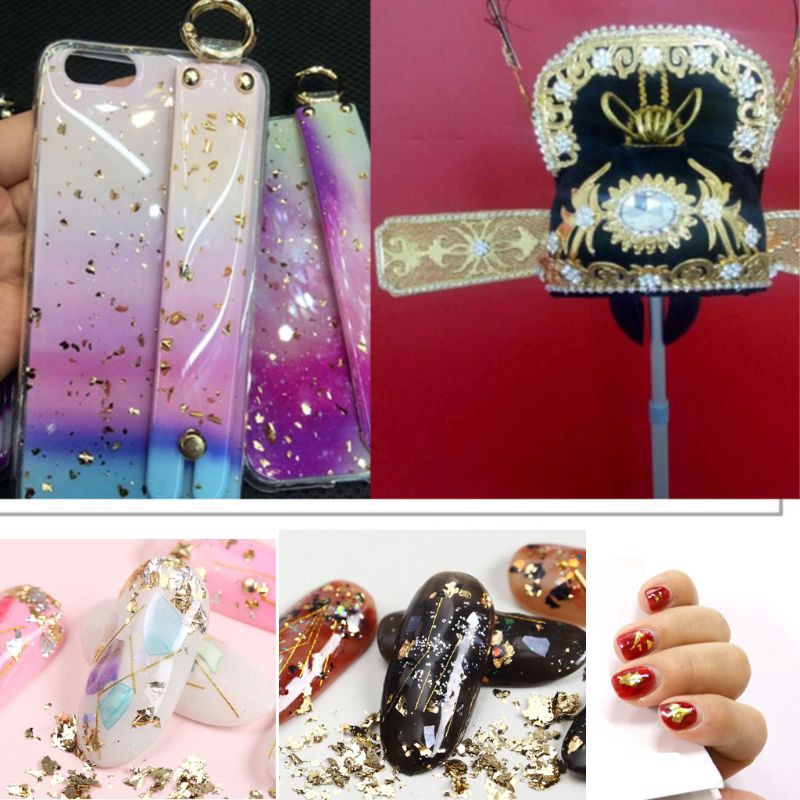 Bộ 100 lá kim loại mô phỏng giấy nhôm resin nhiều màu tùy chọn dùng làm đồ trang sức/tác phẩm nghệ thuật diy